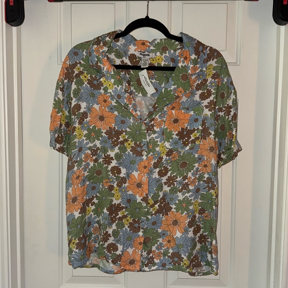 RSQ Floral Short Sleeve Button Down
